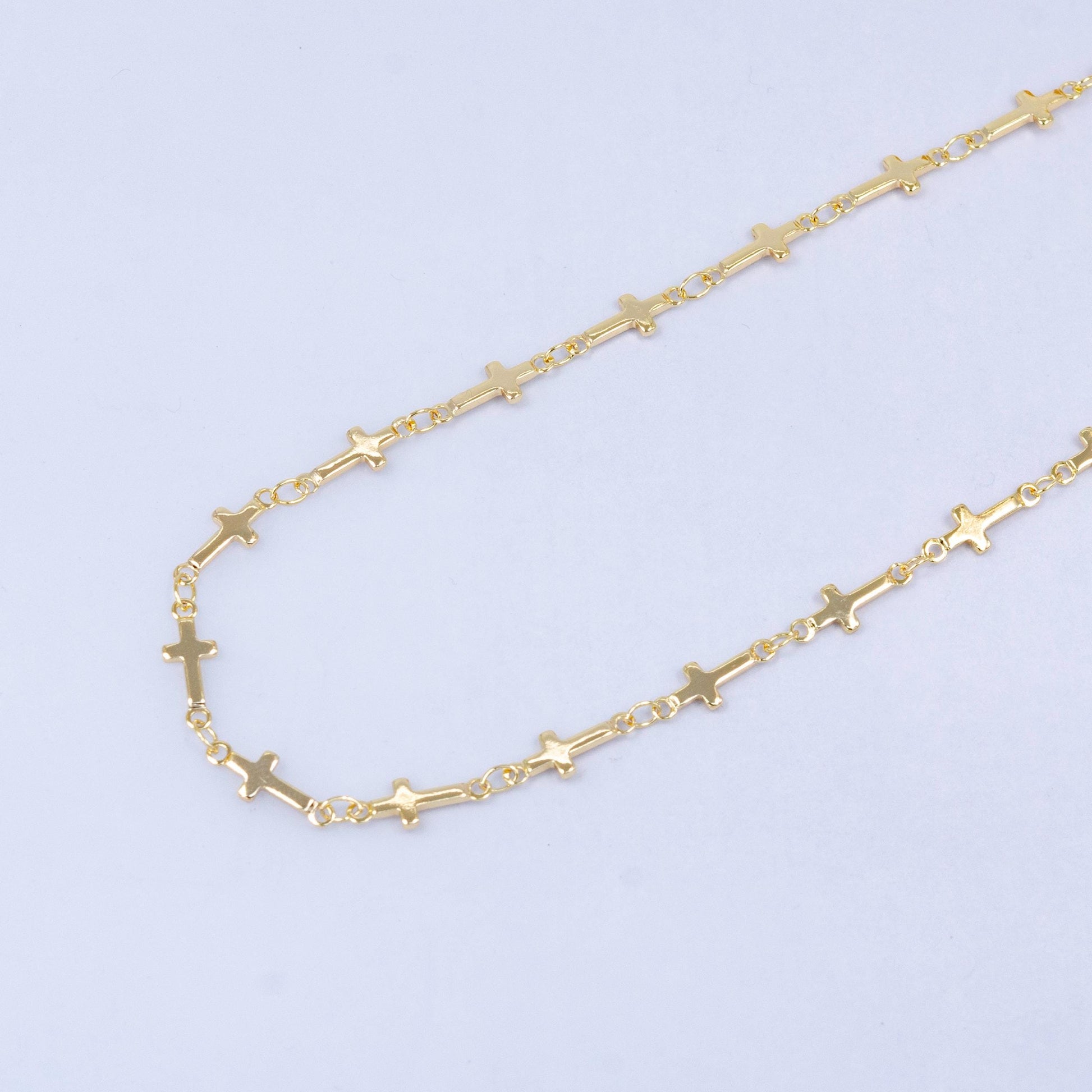 Dainty Gold Sideway Cross Link Chain by Yard 4.9 X 1.1mm links | ROLL-1536
