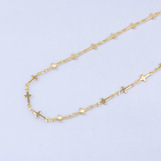 Dainty Gold Sideway Cross Link Chain by Yard 4.9 X 1.1mm links | ROLL-1536