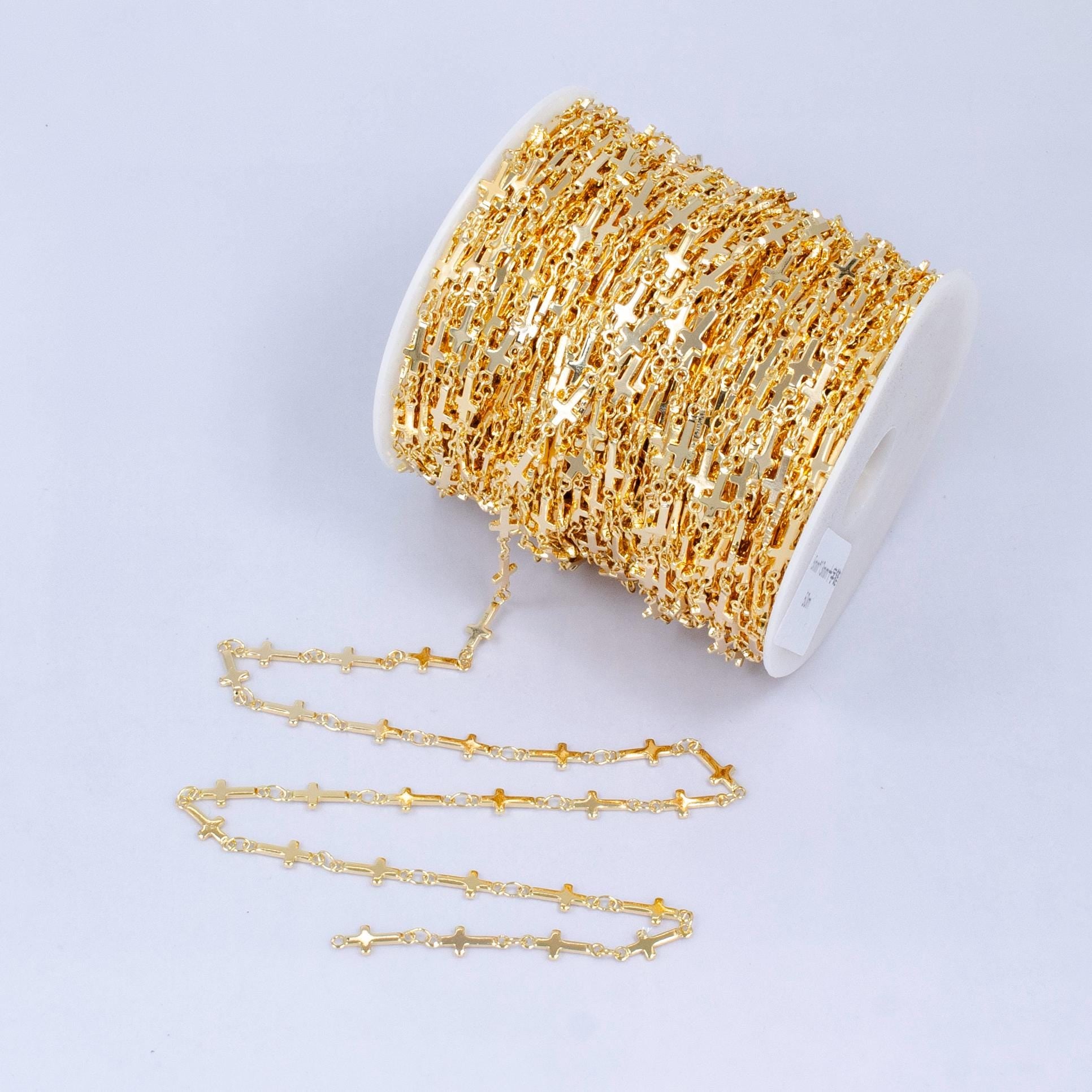Dainty Gold Sideway Cross Link Chain by Yard 4.9 X 1.1mm links | ROLL-1536