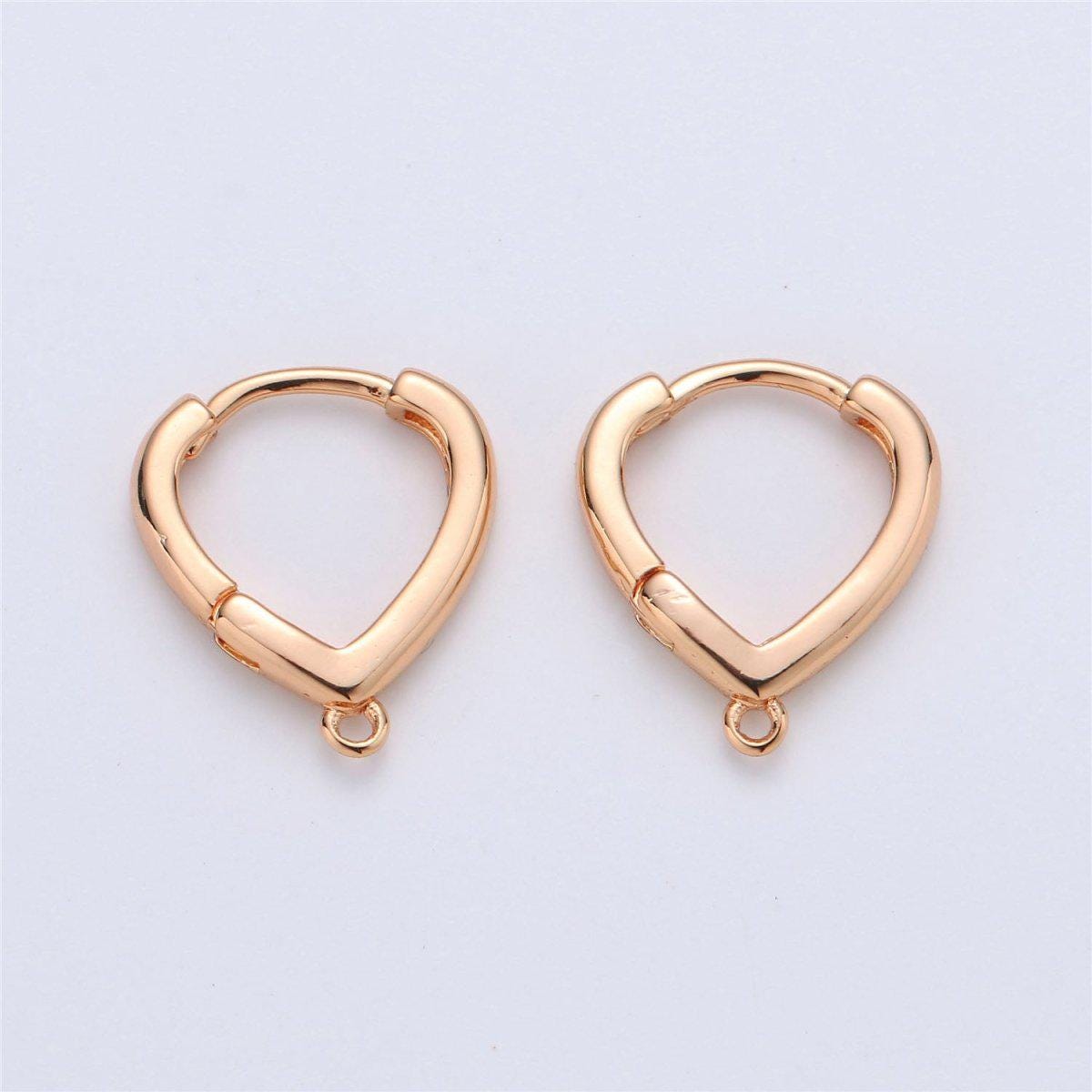 2pcs Gold Oval Easy Snap Earring with Jump Ring,Pinkygold Loops for DIY Earring Jewelry, Snap Click On Earring,Oval Shape,467,867