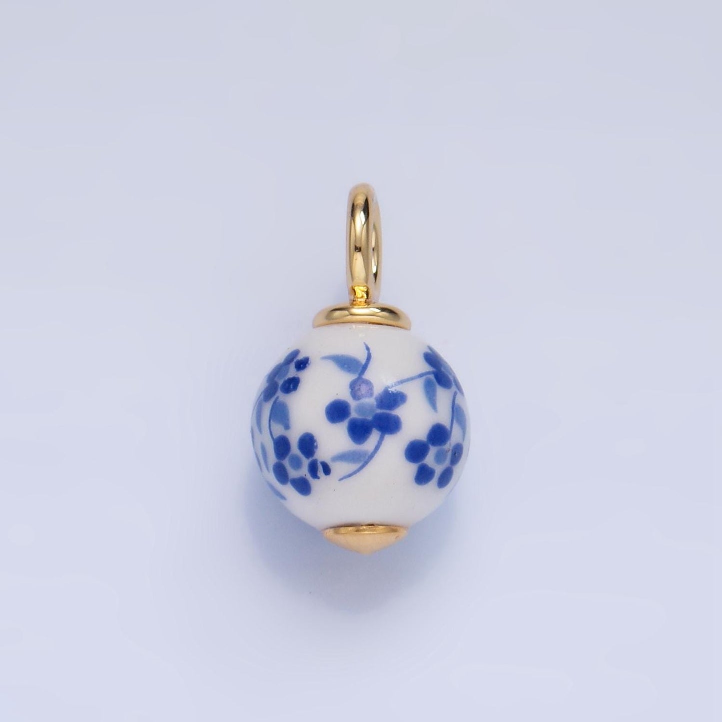 Dainty Round Ceramic Charm Handmade Blue Red Sakura Painting Porcelain Vintage Charm For Necklace Bracelet Jewelry Making Supply W123