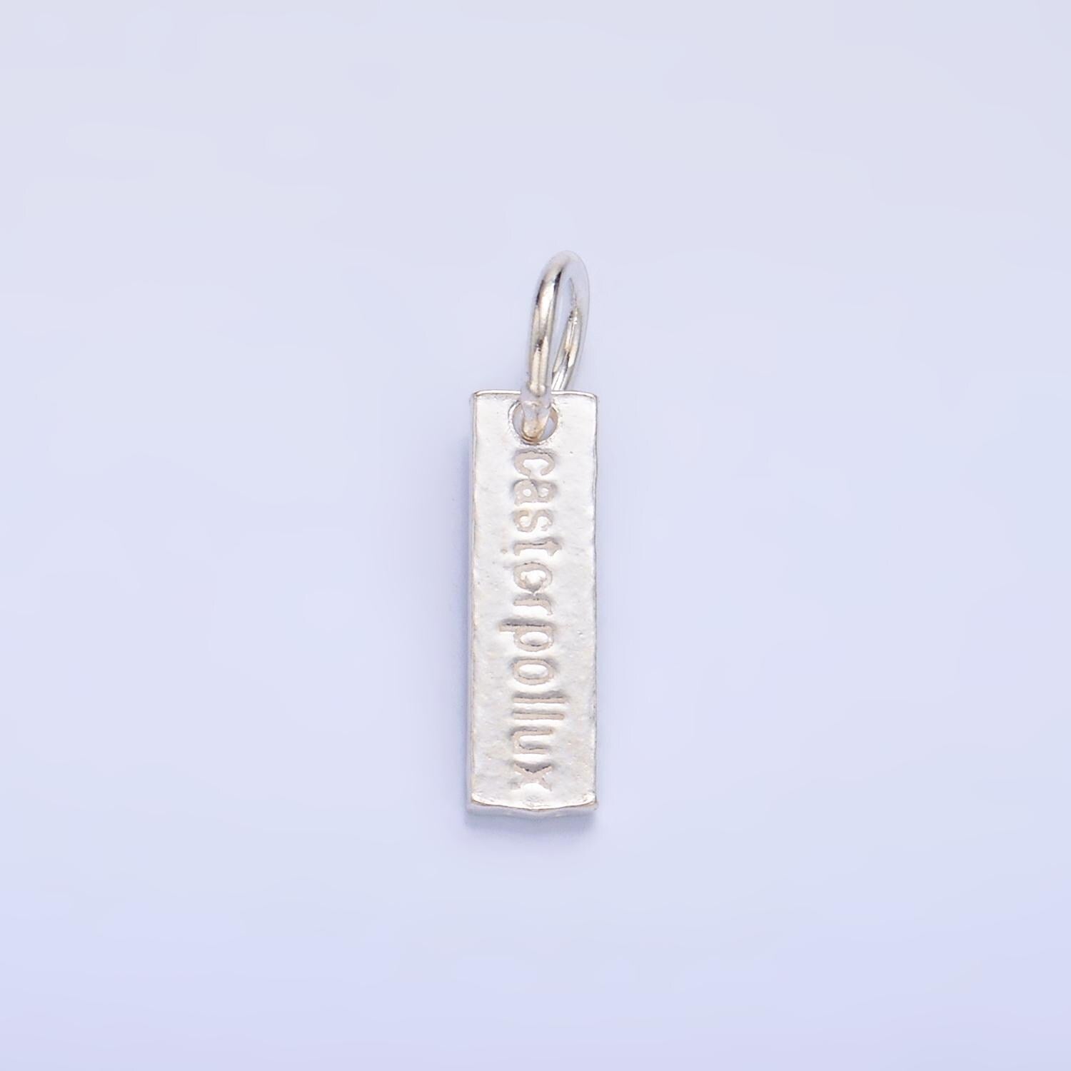 S925 Sterling Silver Greek Mythology Castor Pollux Script Tag Charm Brotherhood Unity Charm | SL-537