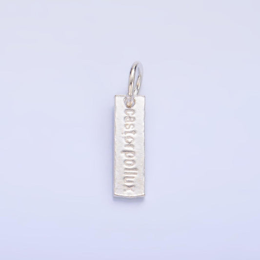 S925 Sterling Silver Greek Mythology Castor Pollux Script Tag Charm Brotherhood Unity Charm | SL-537