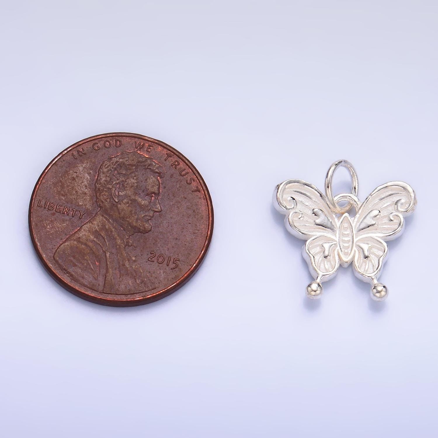 Butterfly Pendant Necklace in Sterling Silver Silver Butterfly Charm Dainty Silver Mariposa Charm Supply SL-531