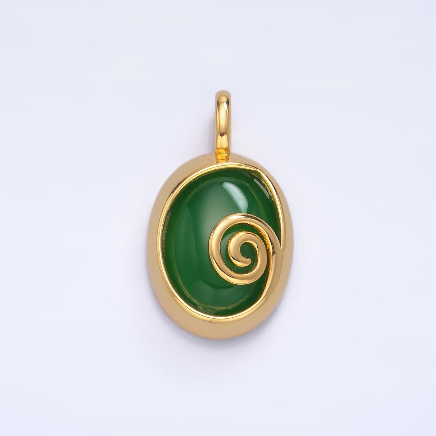 24K Gold Filled Gemstone Cabochon Swirl Bezel Pendant | AA1047 - AA1051