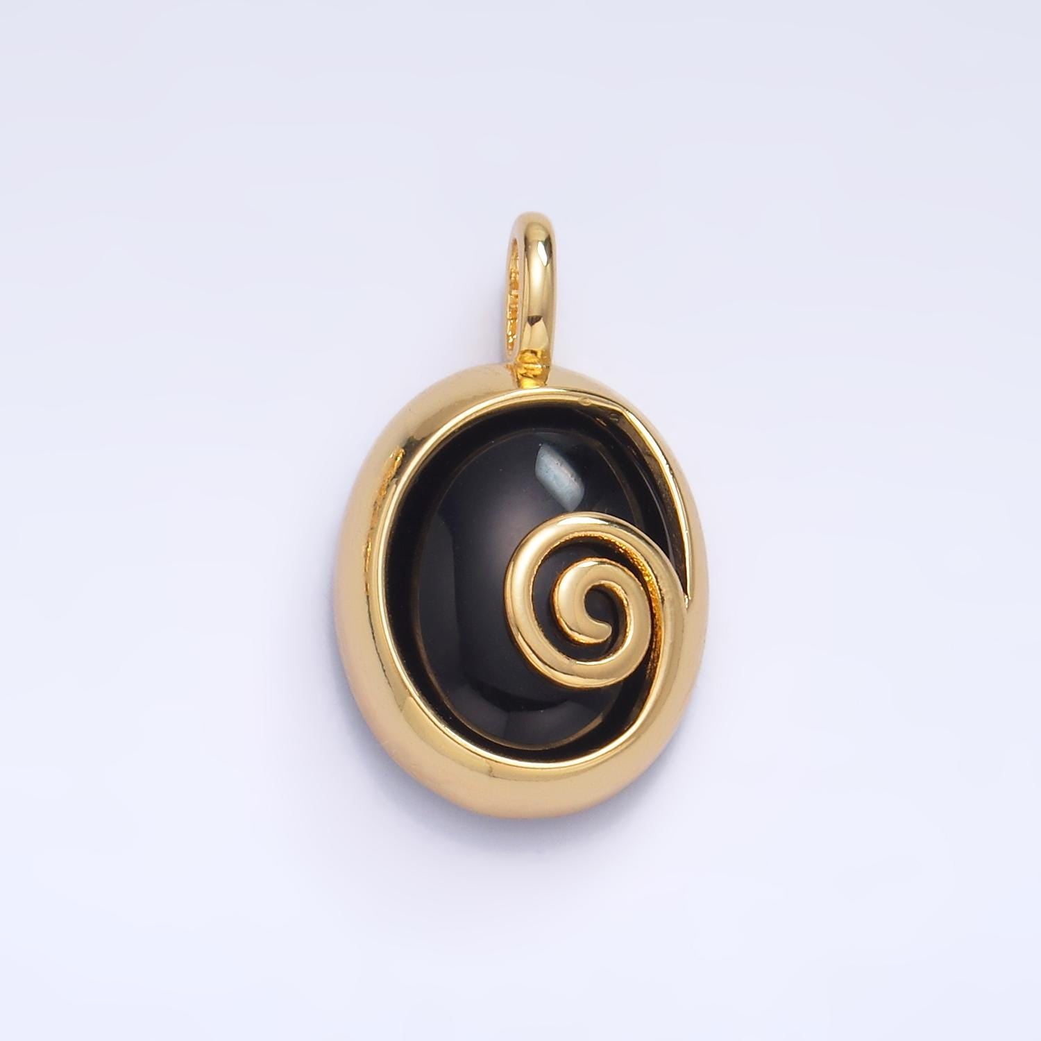24K Gold Filled Gemstone Cabochon Swirl Bezel Pendant | AA1047 - AA1051