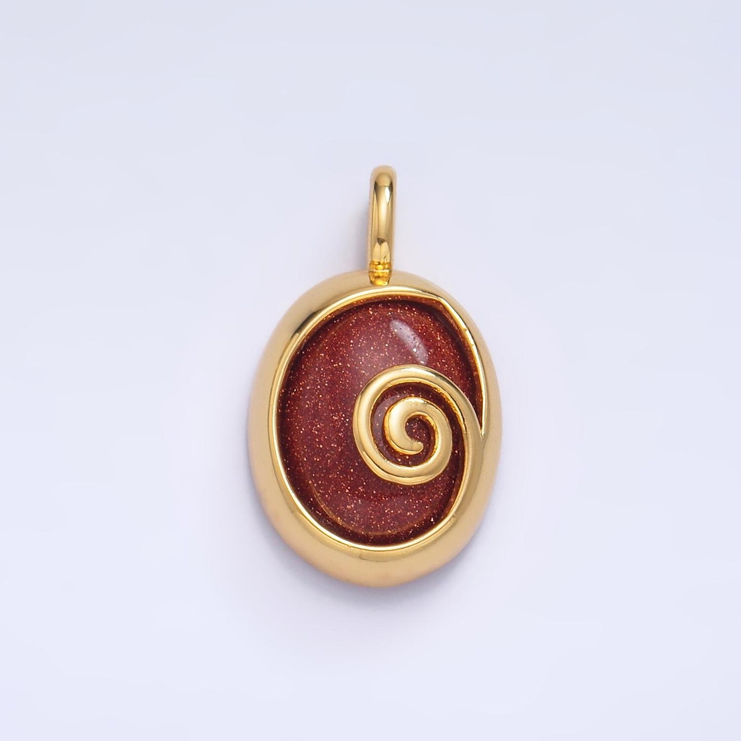 24K Gold Filled Gemstone Cabochon Swirl Bezel Pendant | AA1047 - AA1051
