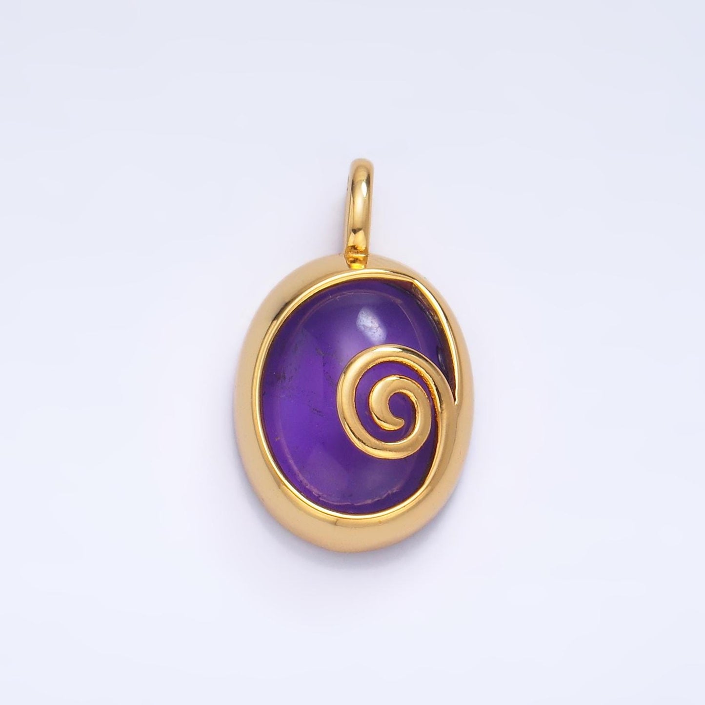 24K Gold Filled Gemstone Cabochon Swirl Bezel Pendant | AA1047 - AA1051