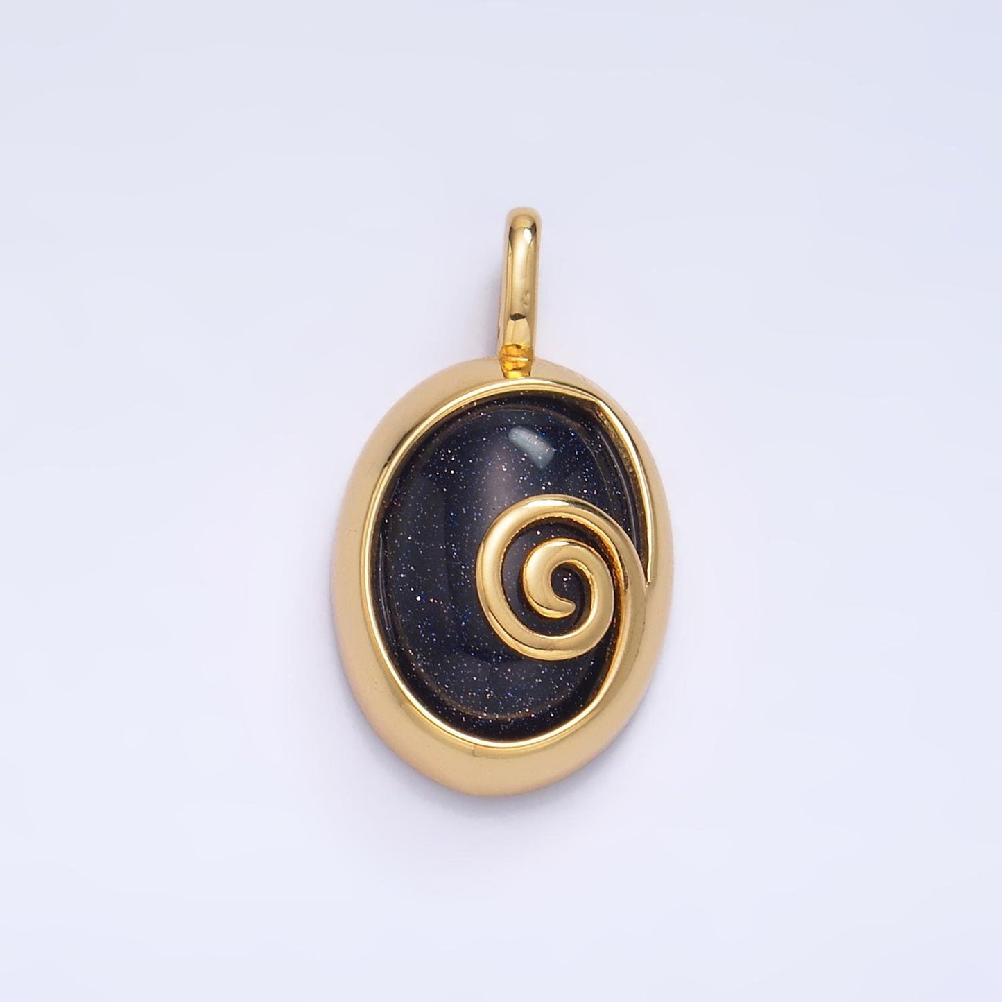 24K Gold Filled Gemstone Cabochon Swirl Bezel Pendant | AA1047 - AA1051