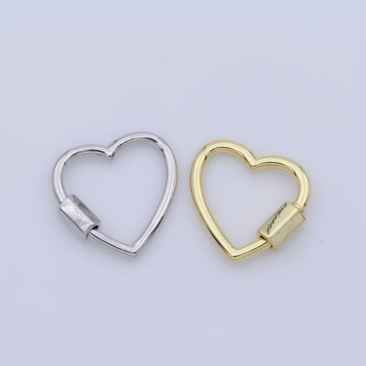 1pc Dainty Gold Heart Screw Clasp, Screw Clasp Heart , Interlocking Clasp, Pave Heart Shaped Clasps, Gold and Silver Color Option k265
