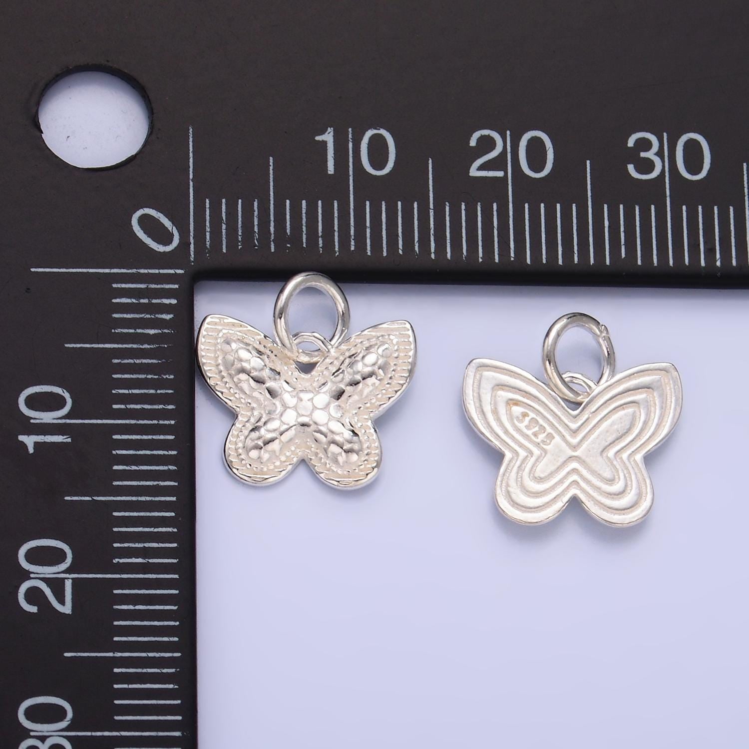 Mini Silver Butterfly Charm Mermaid Skin Jewelry Bracelet Earring Necklace Component Add on Charm S925 Sterling Silver Finding SL528