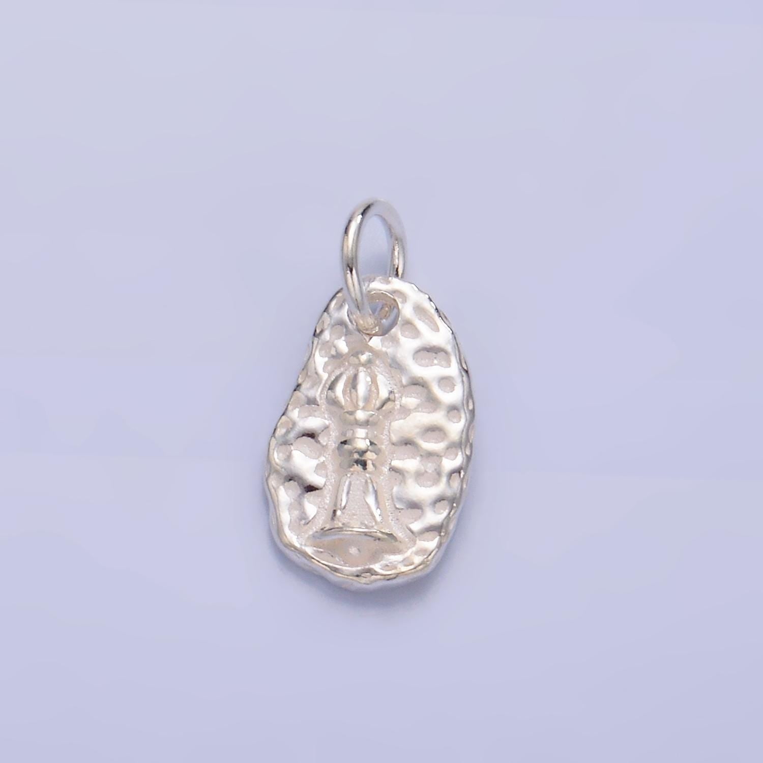 Mini Silver Abstract Jingle Bell Charm Rustic Christmas Jewelry Bracelet Earring Necklace Component Add on Charm S925 Sterling Silver SL535