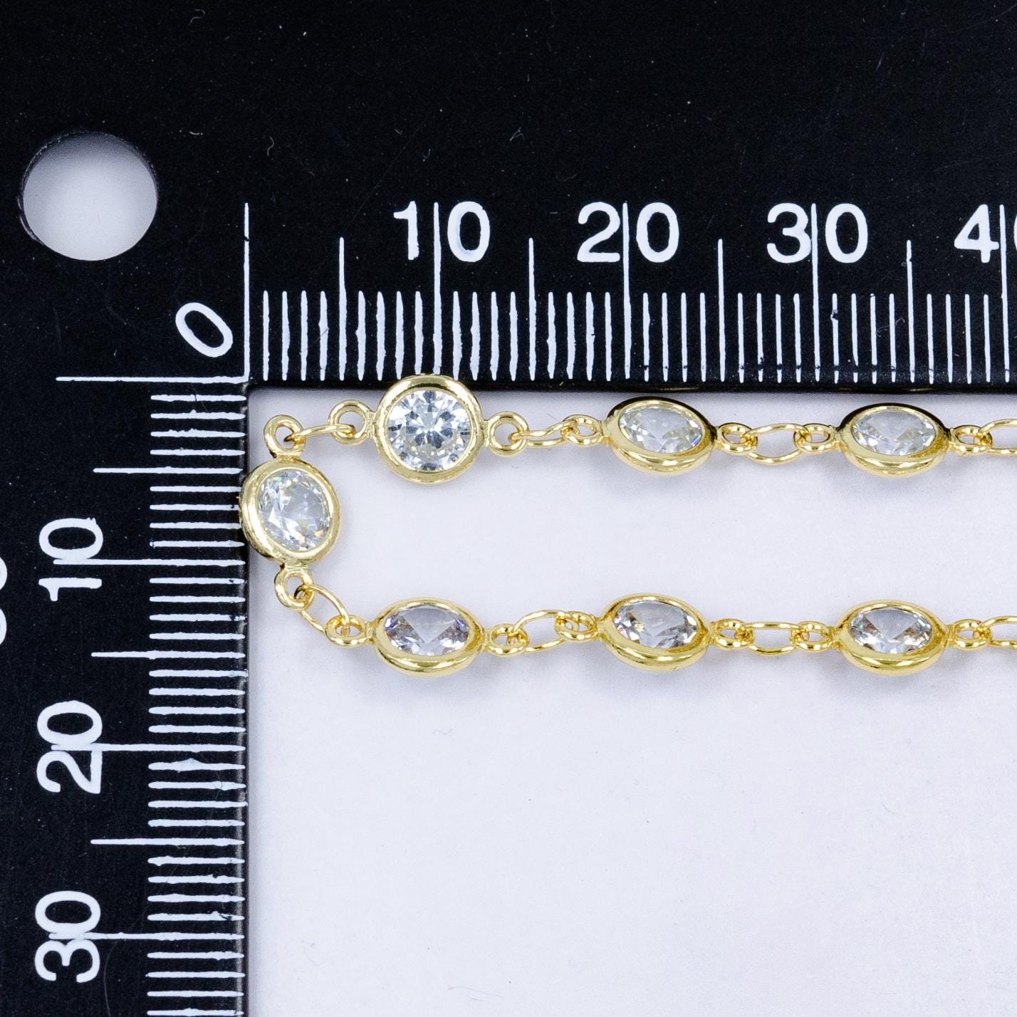 24K Gold Filled Dainty Round Bezel Cut Chain by Yard, Wholesale Gold Sequin Chain CZ Bezel Cut Chain for Jewelry Making | ROLL-1539