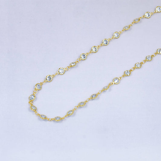 24K Gold Filled Dainty Round Bezel Cut Chain by Yard, Wholesale Gold Sequin Chain CZ Bezel Cut Chain for Jewelry Making | ROLL-1539