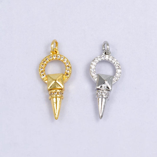 Mini 24k Gold Filled Dainty Gold Spike Charms Drop Pendulum Pendant Stud Charm Minimalist Jewelry Supply Findings for Necklace Earring W224