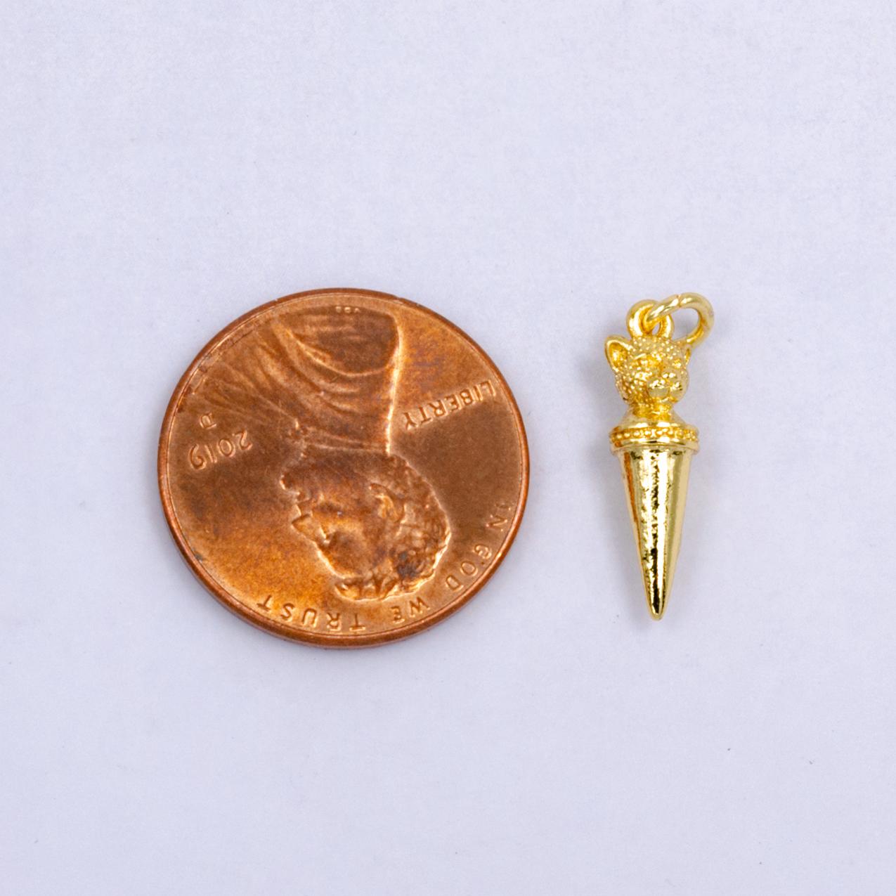 Mini Leopard Gold Pendulum Spike Pendant for Jewelry Making Component | W225