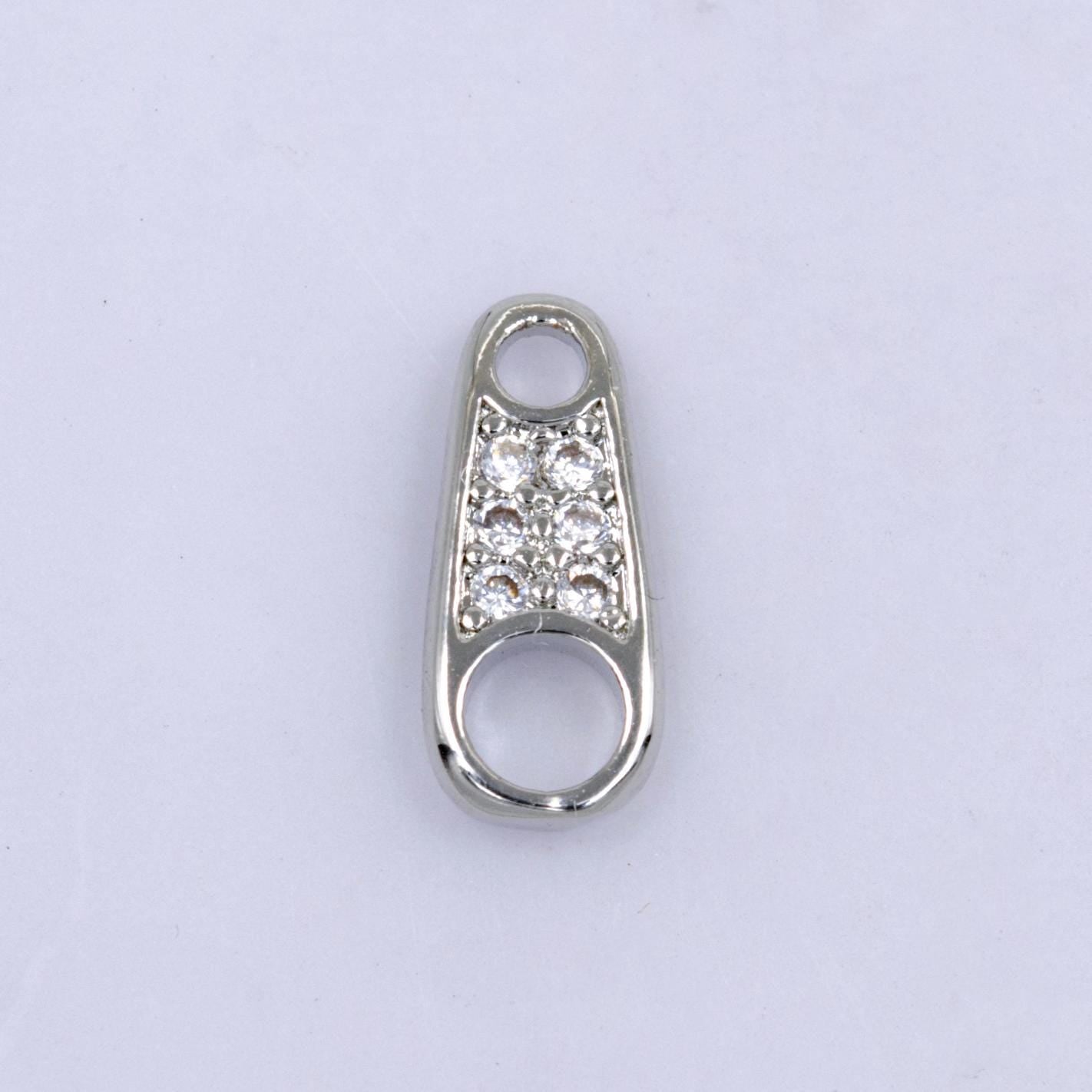 28K Gold Filled Zipper Pendant, Zipper Pull Head Charm,CZ Micro Pave Zipper Earrings Necklace for DIY Jewelry Making Supply W226