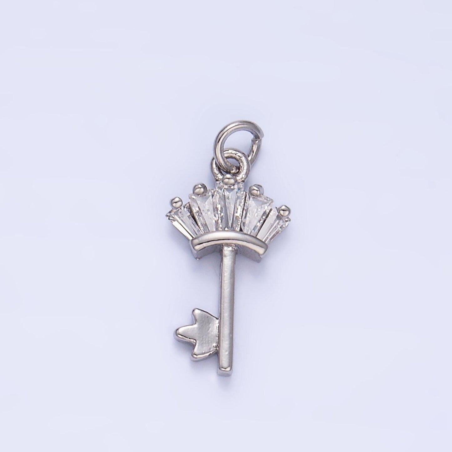 CZ Baguette 24K Gold Filled Key Lock Charm in Gold & Silver | W-107