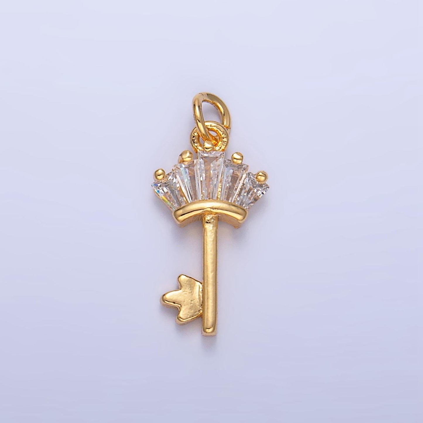 CZ Baguette 24K Gold Filled Key Lock Charm in Gold & Silver | W-107