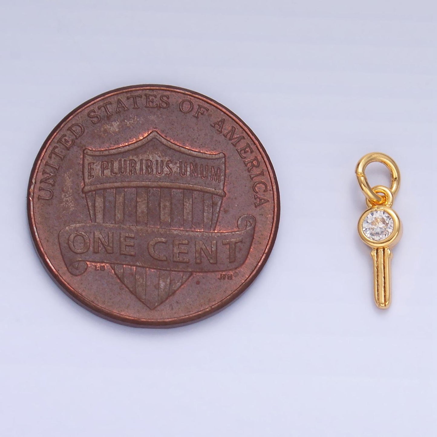Mini CZ 24K Gold Filled Key Lock Charm in Gold & Silver | W-104