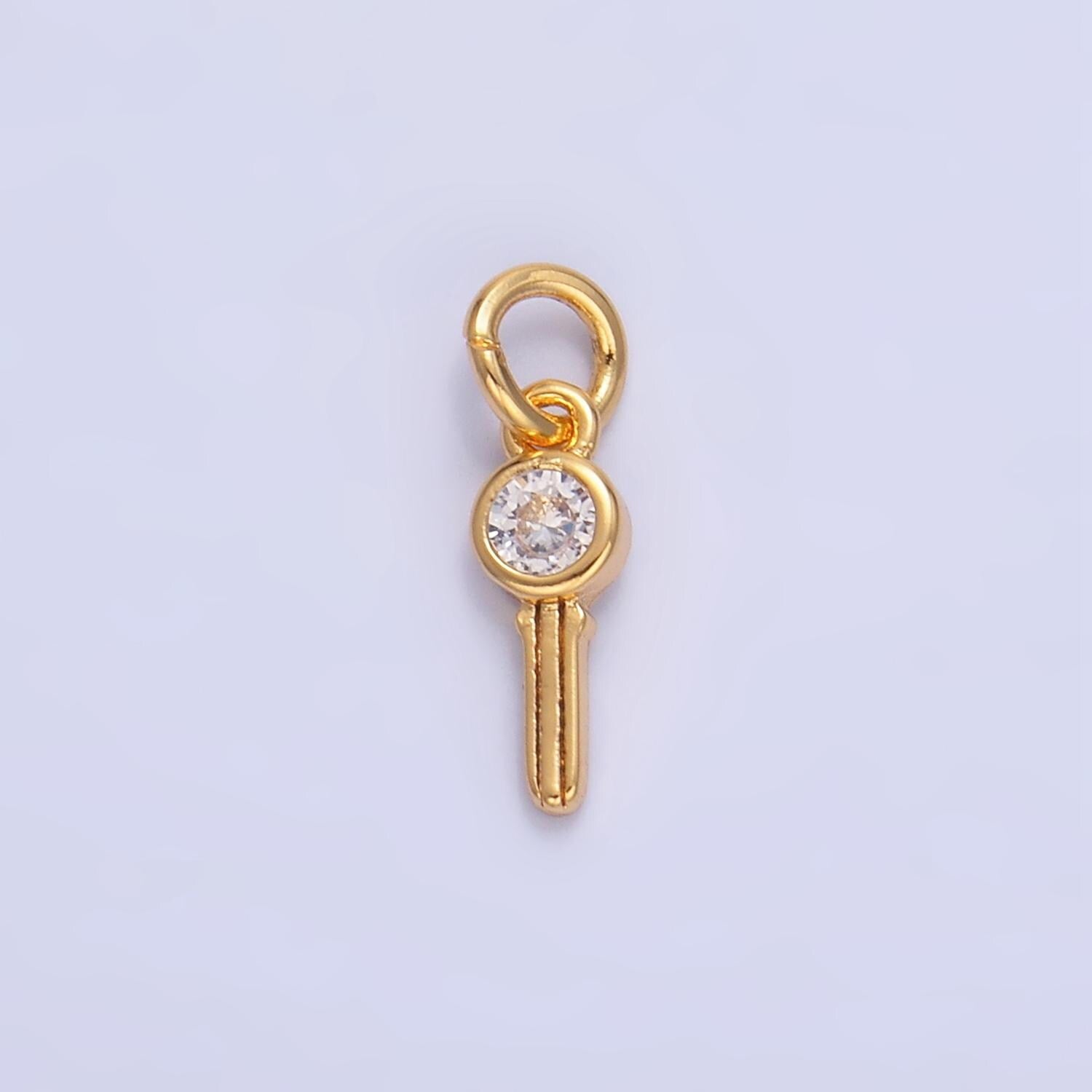 Mini CZ 24K Gold Filled Key Lock Charm in Gold & Silver | W-104