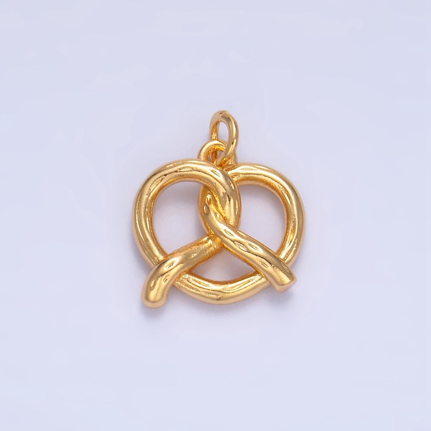 Minimalist Small 3D Pretzel Pastry 24K Gold Filled Food Charm in Gold & Silver | W-105