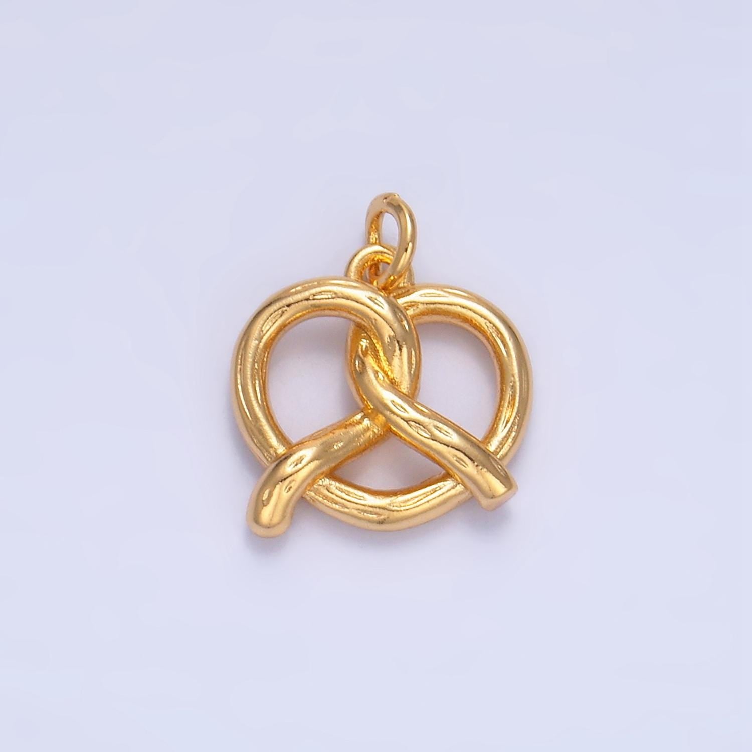 Minimalist Small 3D Pretzel Pastry 24K Gold Filled Food Charm in Gold & Silver | W-105