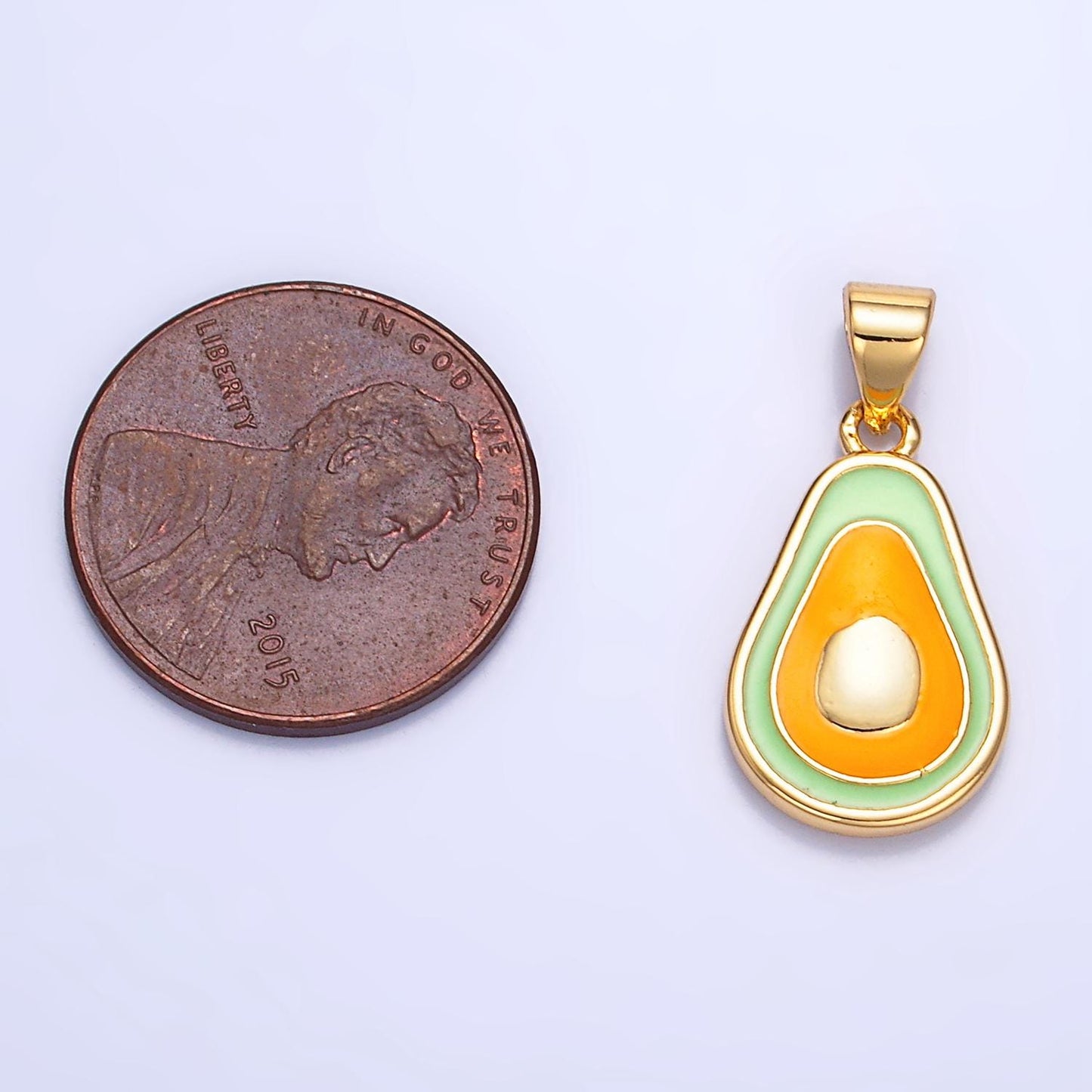 Dainty Gold Avocado Charm For Jewelry Making Small Fruit Enamel Charm For Jewelry Making Supply AA1036