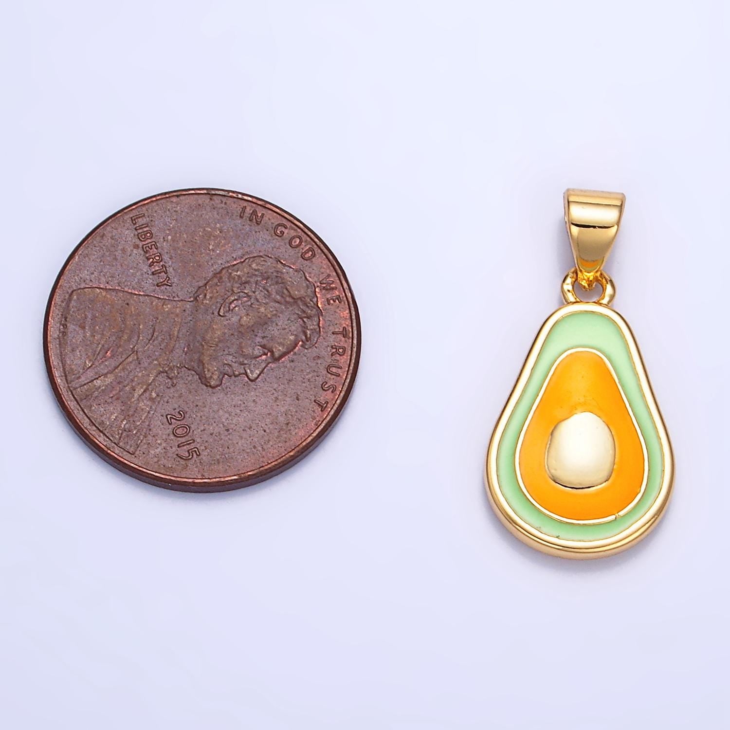 Dainty Gold Avocado Charm For Jewelry Making Small Fruit Enamel Charm For Jewelry Making Supply AA1036
