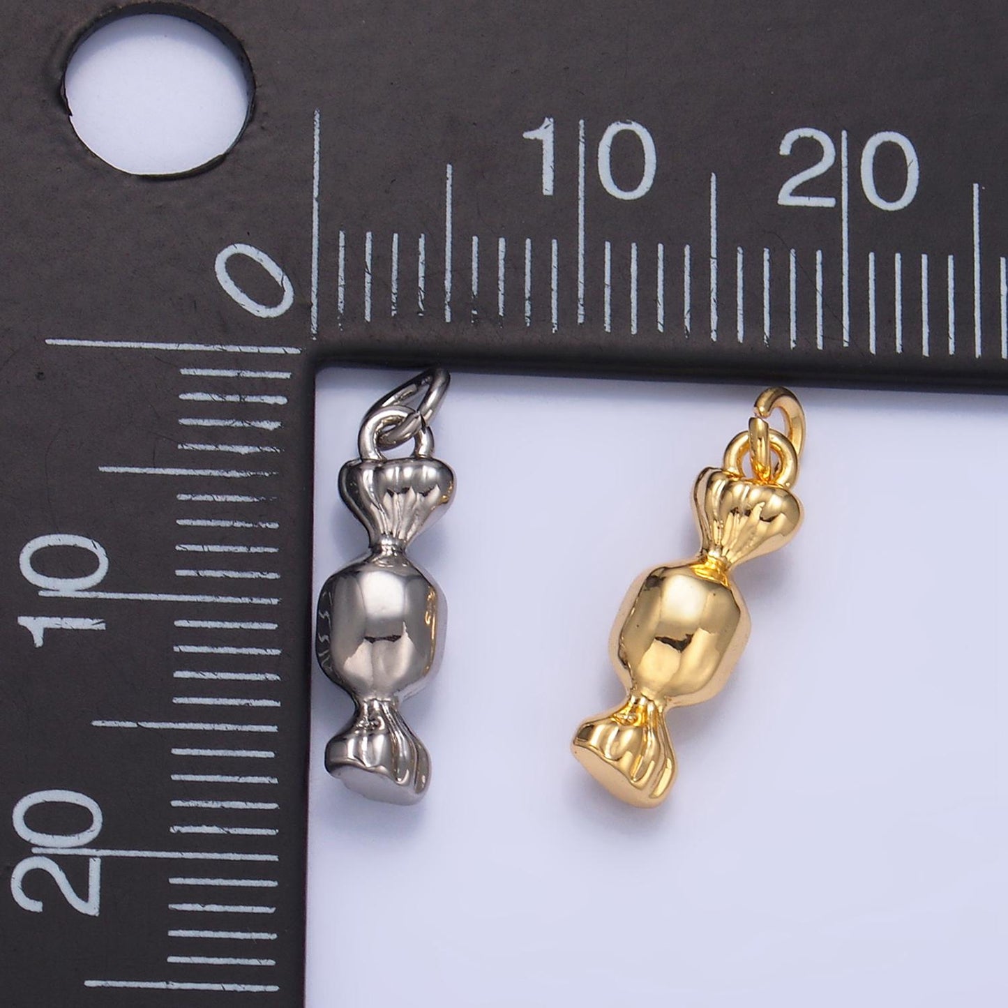 Mini Gold Candy Pendant 24K Gold Filled Candy Charm Silver Candy Wrapper DIY Bracelet Necklace Jewelry Making Findings Supply W138