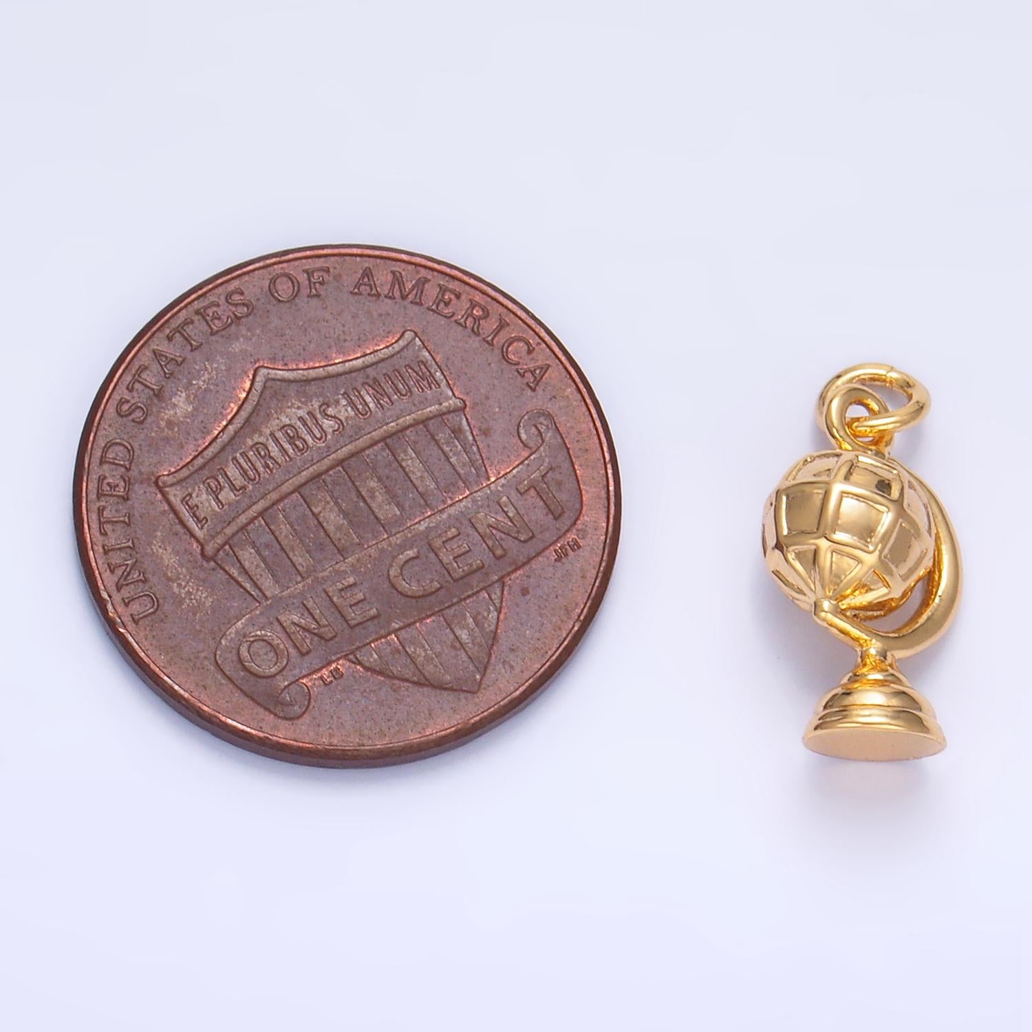 24k Gold Filled Round Globe Charm Atlas Travel Drop Pendant | W131