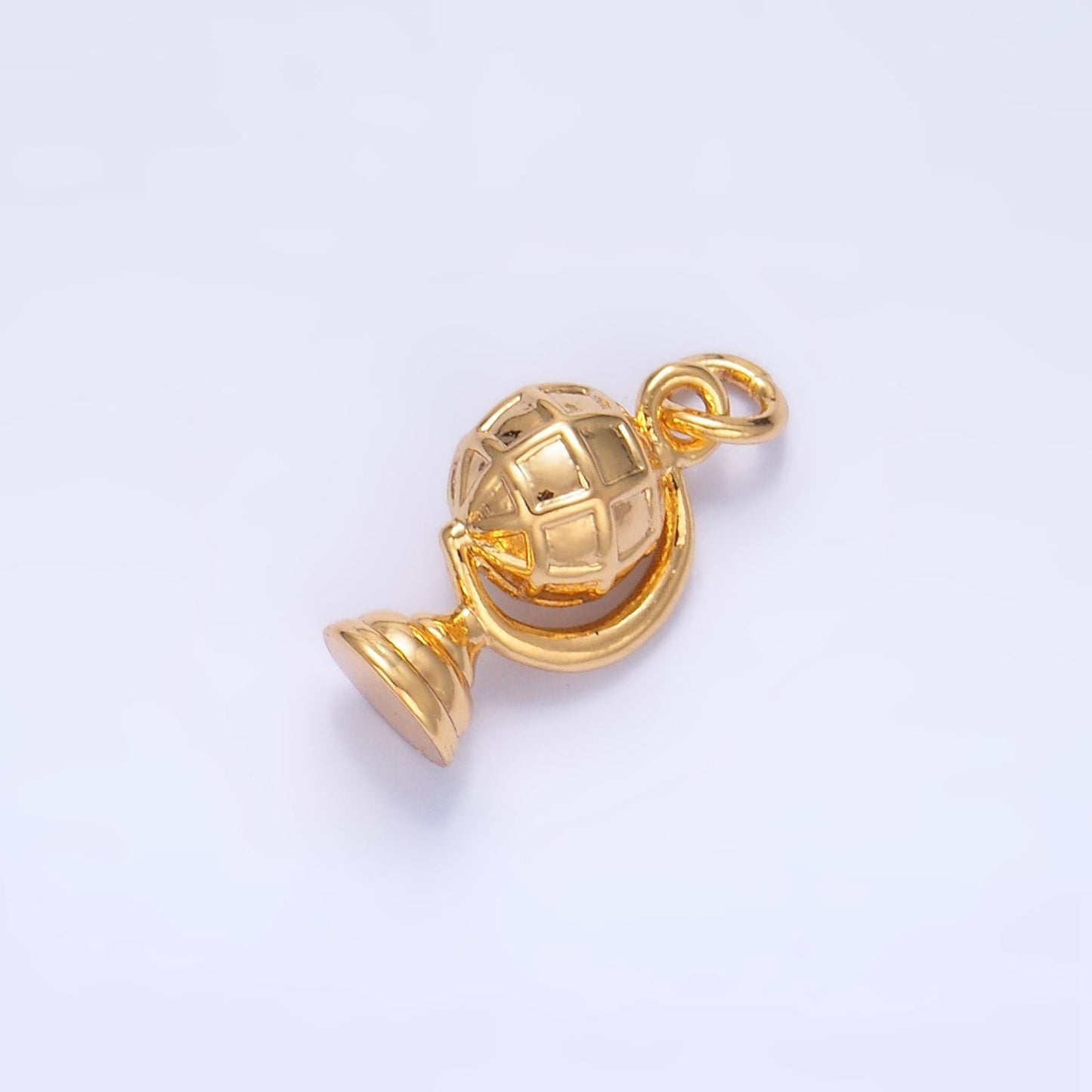24k Gold Filled Round Globe Charm Atlas Travel Drop Pendant | W131