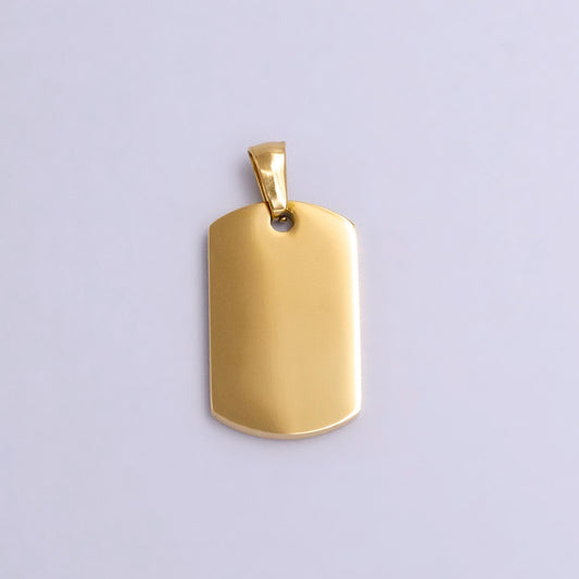 Gold Engraved Stainless Steel Military Style Dog Tag Pendant for Personalize Front, Back or Both Blank Tag Jewelry Making Supply 24.5x15mm