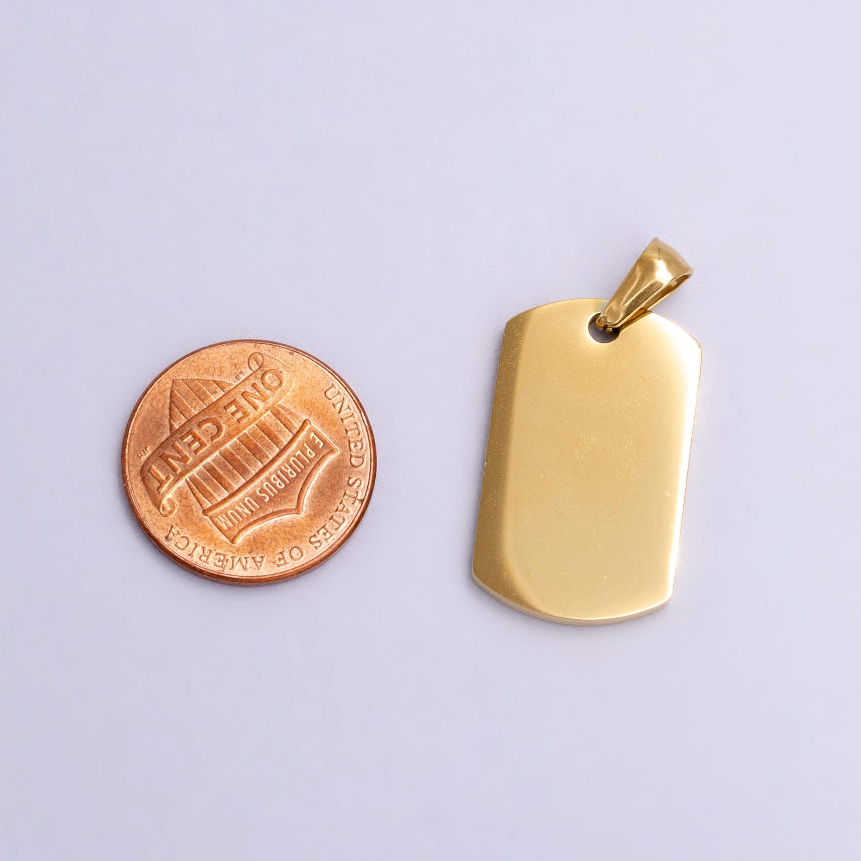Gold Engraved Stainless Steel Military Style Dog Tag Pendant for Personalize Front, Back or Both Blank Tag Jewelry Making Supply 24.5x15mm