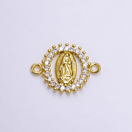 Dainty Round Virgin Mary Lady Guadalupe Charm Connector for Bracelet G156