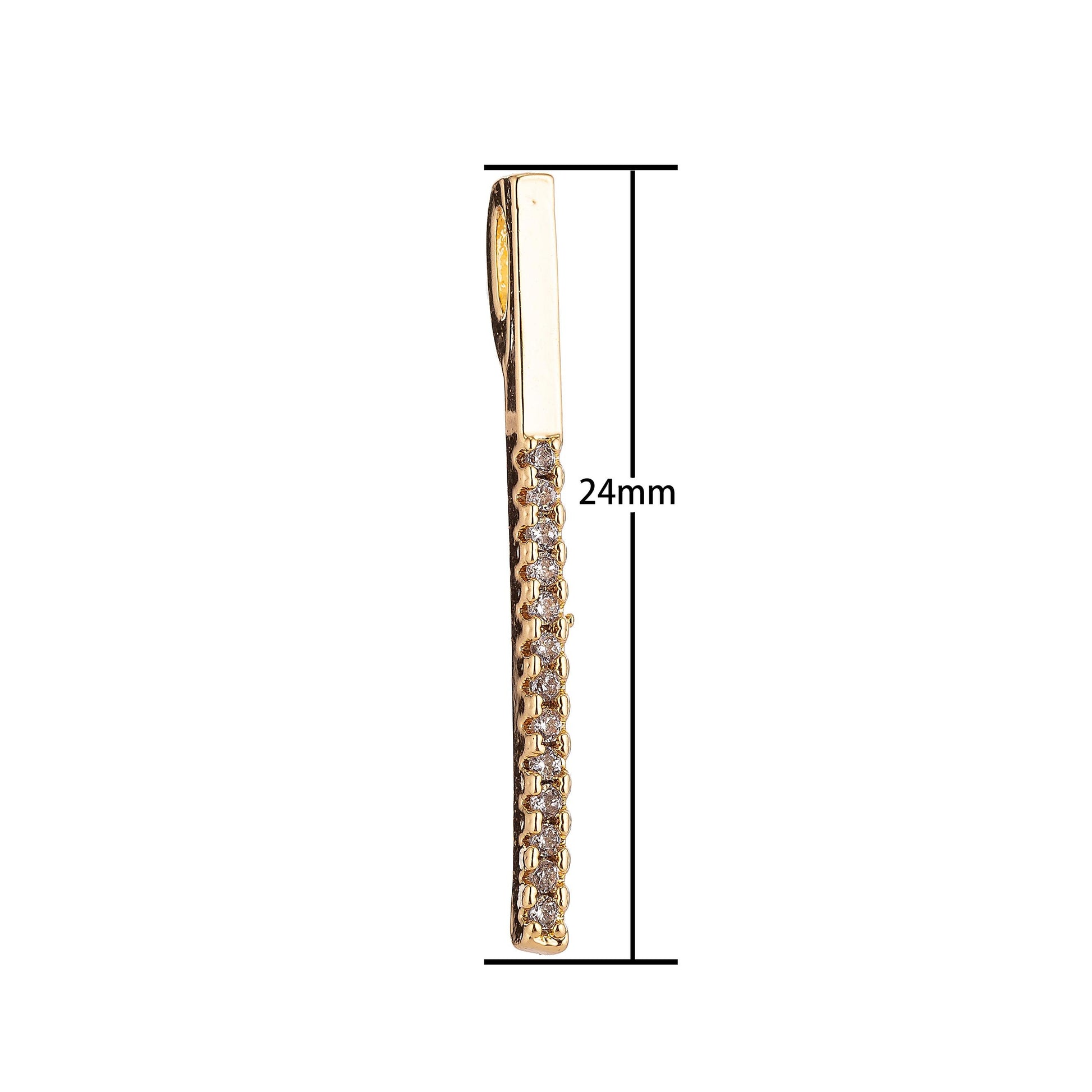 Short Bar Charm with Micro Pave Cz Stone for Dangle Pendant AA743