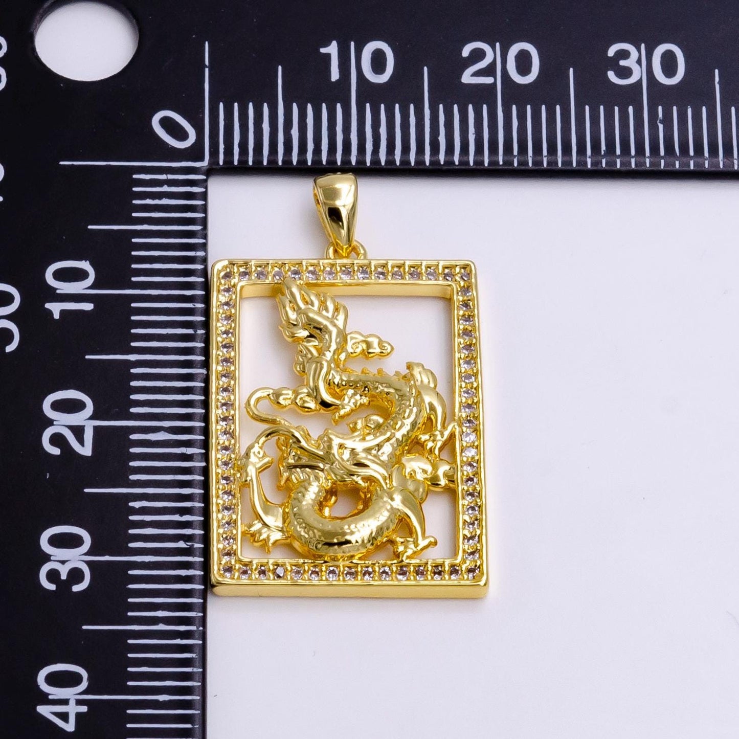 24K Gold Filled Dragon Tablet Pendant Chinese Zodiac, Mythical Animal, DIY Women Men Guy Necklace Pendant Charm for Jewelry Making | aa744