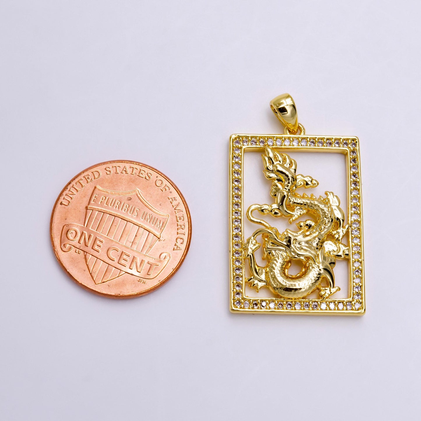 24K Gold Filled Dragon Tablet Pendant Chinese Zodiac, Mythical Animal, DIY Women Men Guy Necklace Pendant Charm for Jewelry Making | aa744