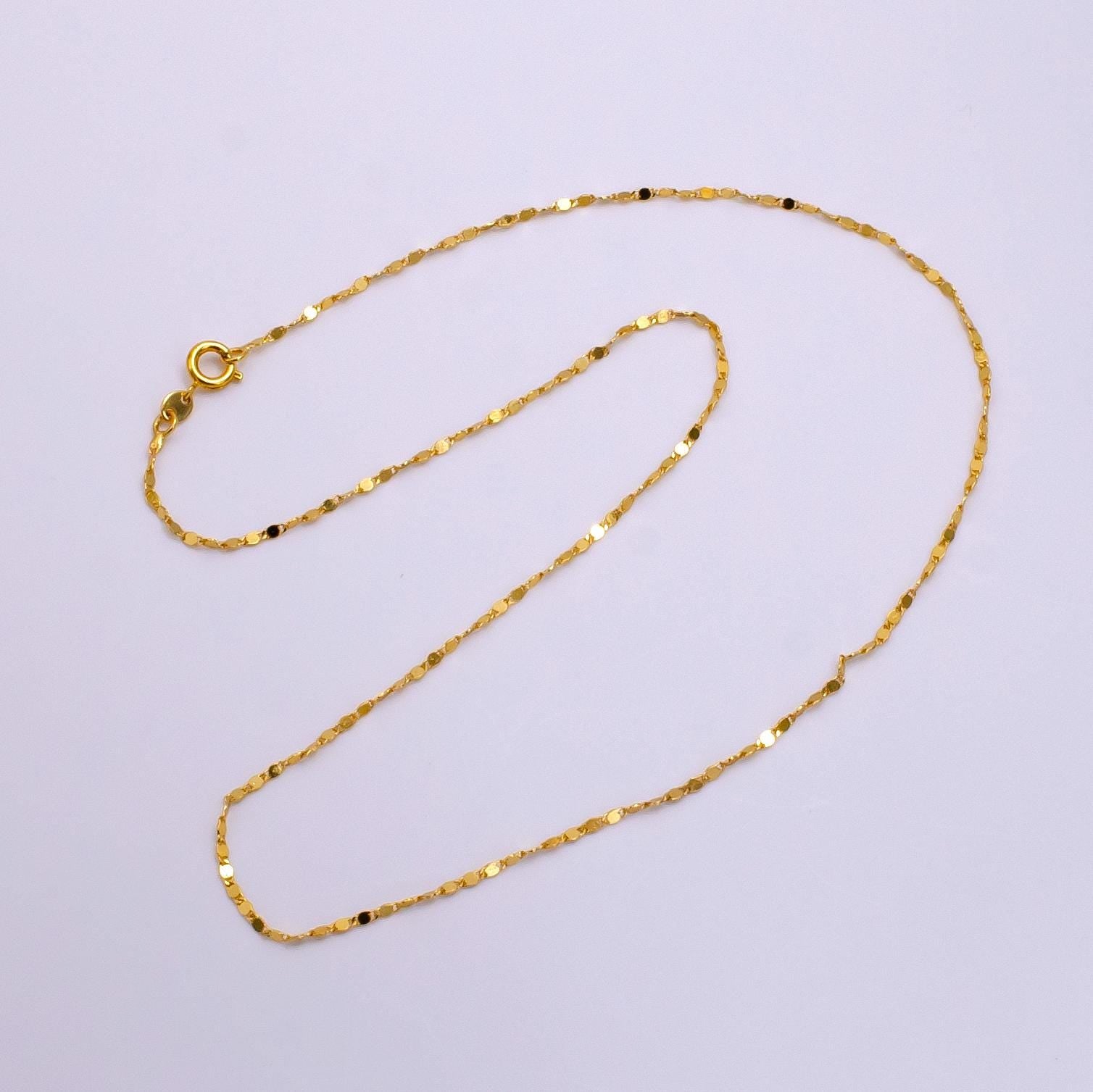 24k Gold Filled Dapped Cable Chain Necklace 18, 24 Inch long Ready to Wear Necklace for Layering Jewelry Inspired WA-2322