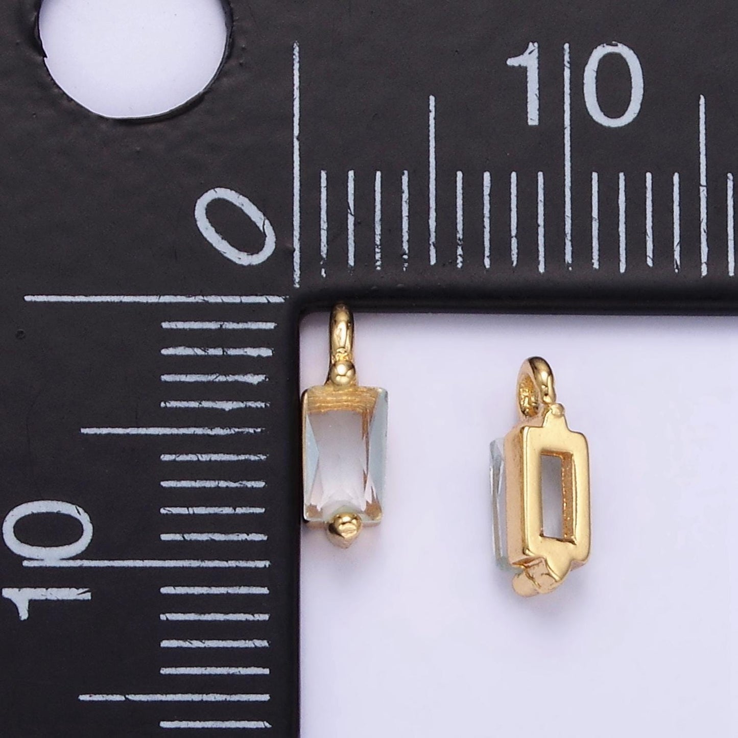 24K Gold Filled Clear Baguette CZ Bezel Add-On Charm | W145