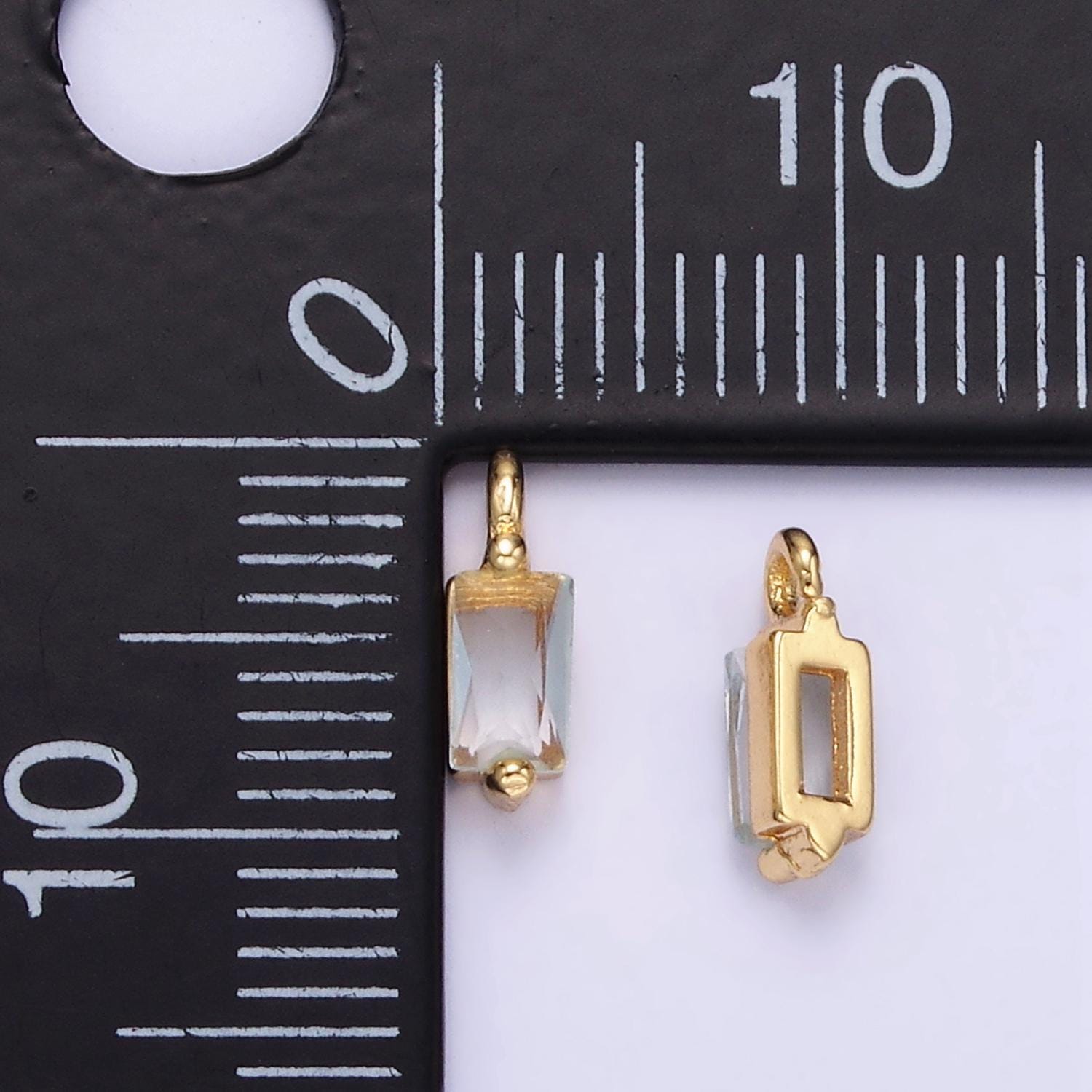 24K Gold Filled Clear Baguette CZ Bezel Add-On Charm | W145