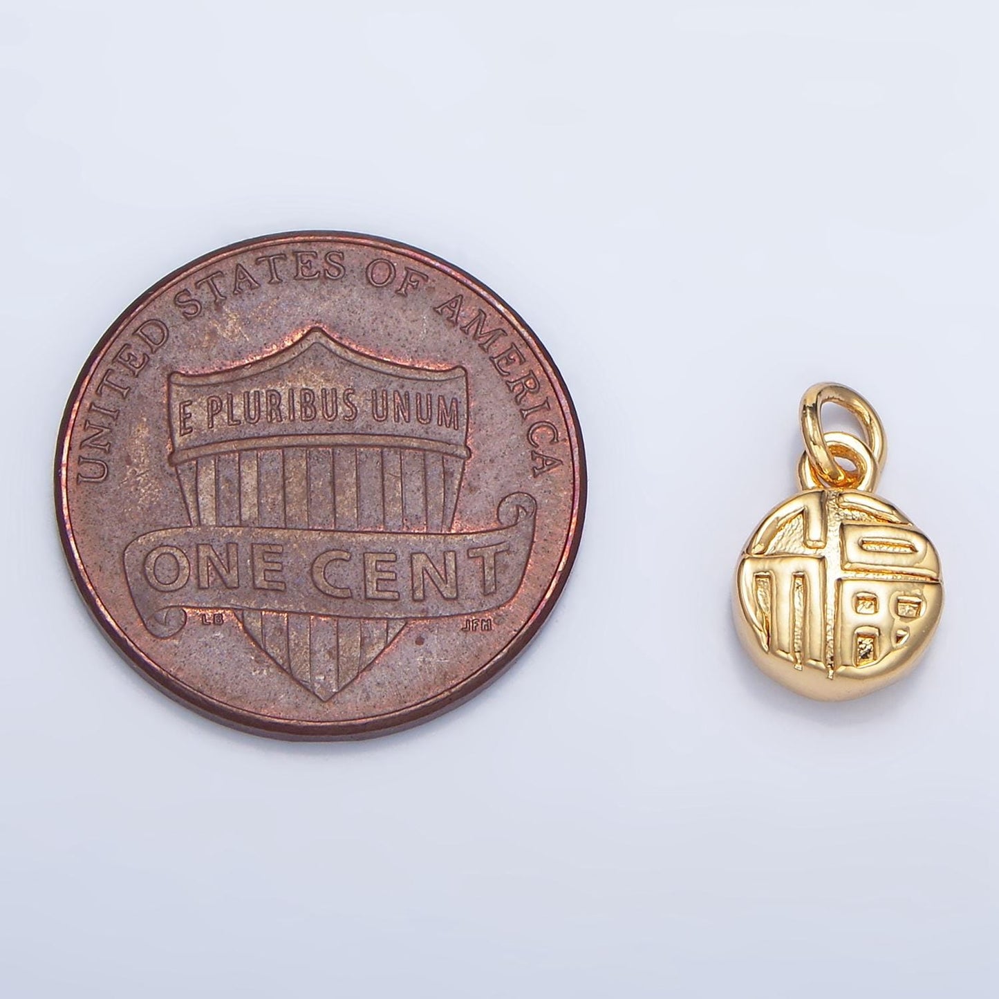 Mini 24k Gold Filled Chinese Coin Charm for Blessing Lucky Jewelry Asian Coin Pendant | W014