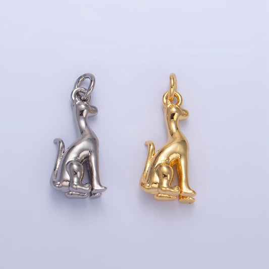 Mini Gold Guard Dog Charm Silver Security Doggie Pendant W207
