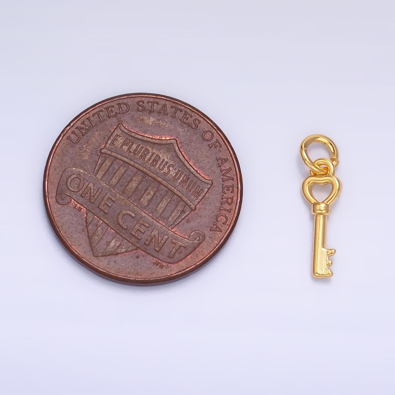 Mini Heart Lock 24K Gold Filled Key Lock Charm in Gold & Silver | W208