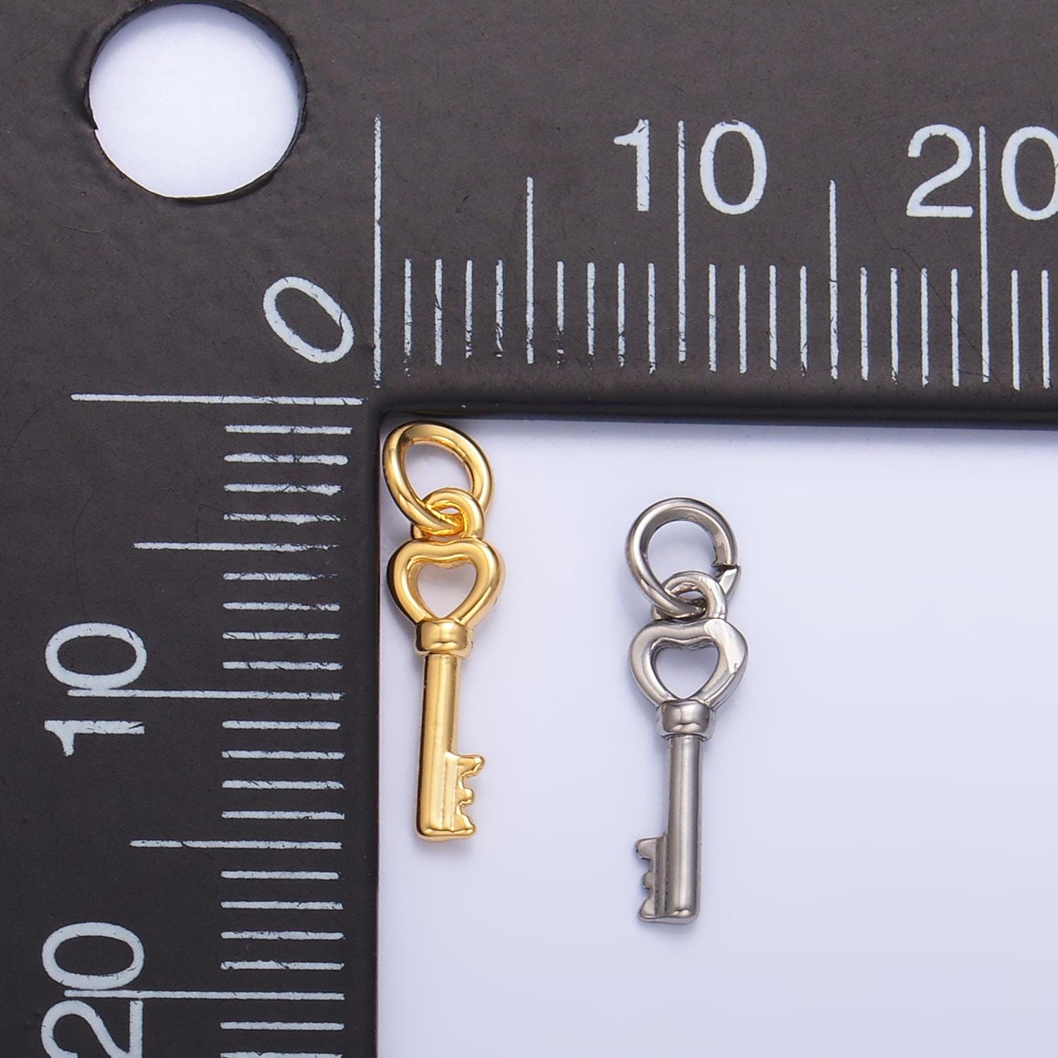 Mini Heart Lock 24K Gold Filled Key Lock Charm in Gold & Silver | W208