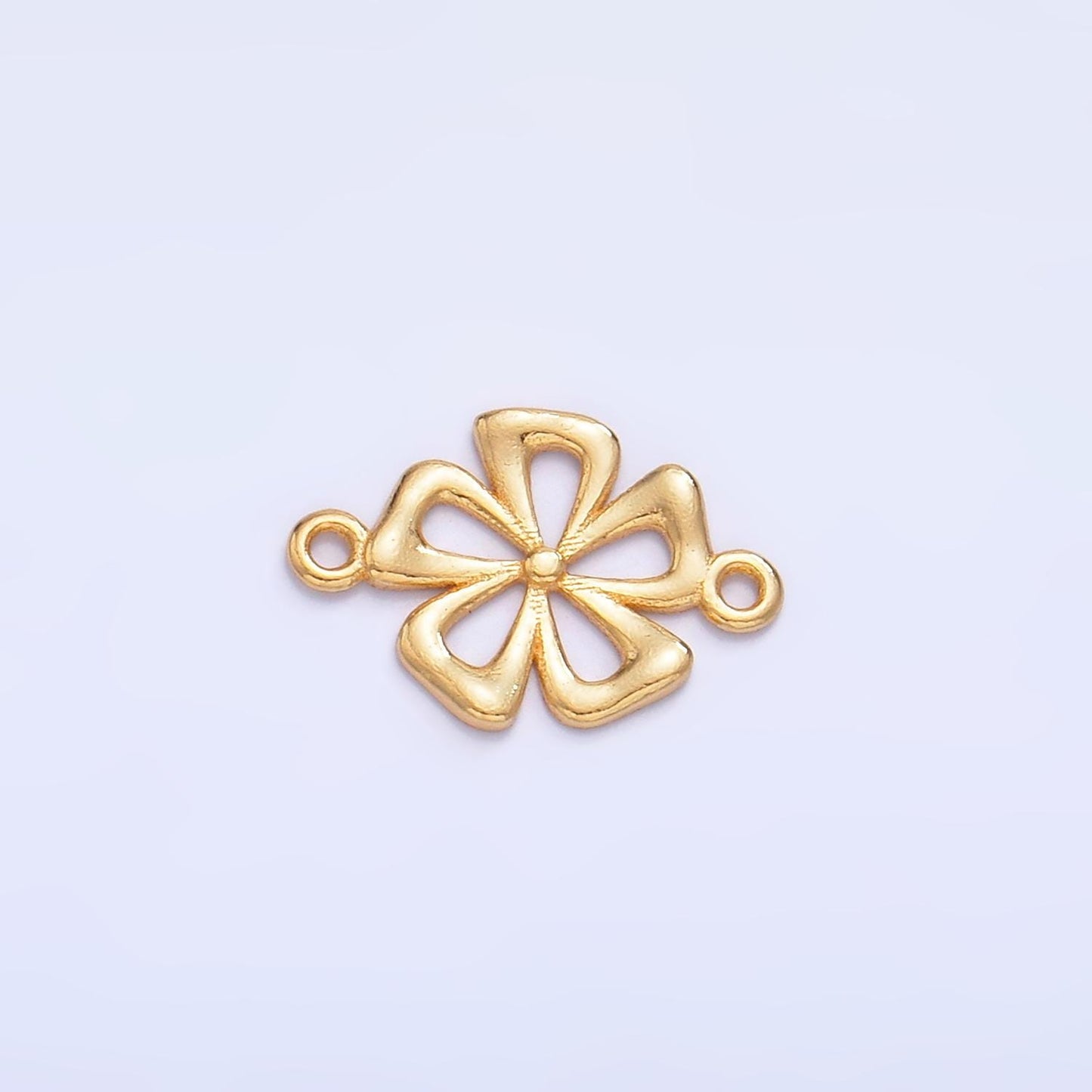 Mini S925 Sterling Silver Flower Charm Connector Minimalist Gold Vermeil Hibiscus Link Connector | SL-520