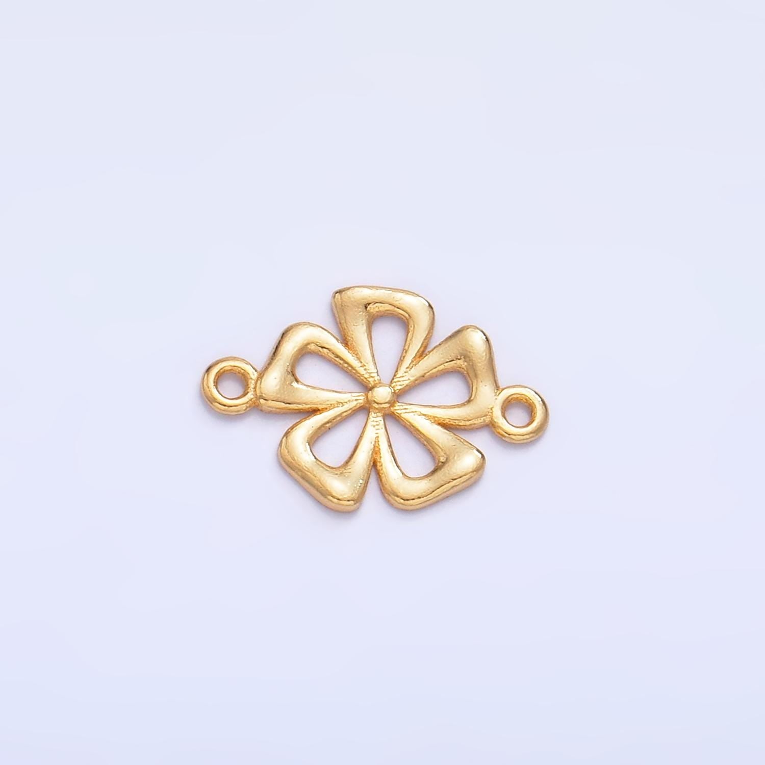 Mini S925 Sterling Silver Flower Charm Connector Minimalist Gold Vermeil Hibiscus Link Connector | SL-520