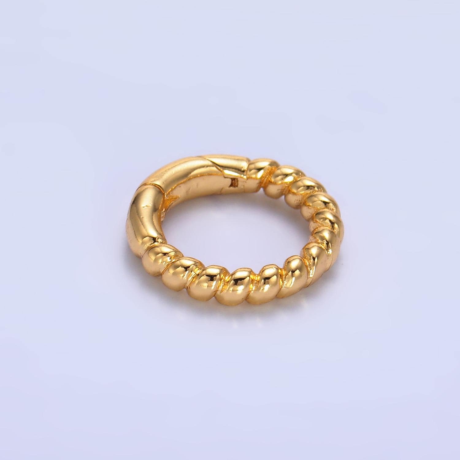 1 pc Twisted Gold Spring Gate Ring, 15.5 mm Round Rope Push Gate ring, Charm Holder Clasp for Connector, Wristlet Holder Z-1020