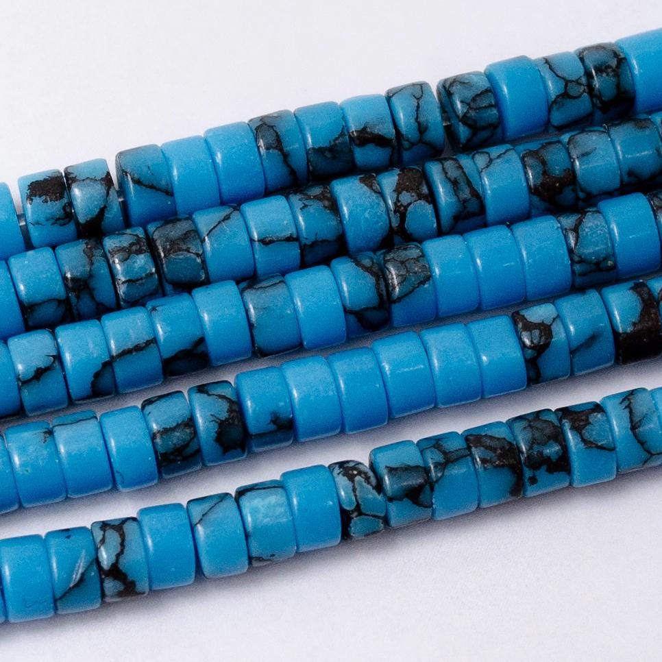 Gemstone Dark Blue Turquoise Gemstone Heishi Discs Beads 4.5 x 2.5 mm Beads for bracelet Necklace Component WA2688