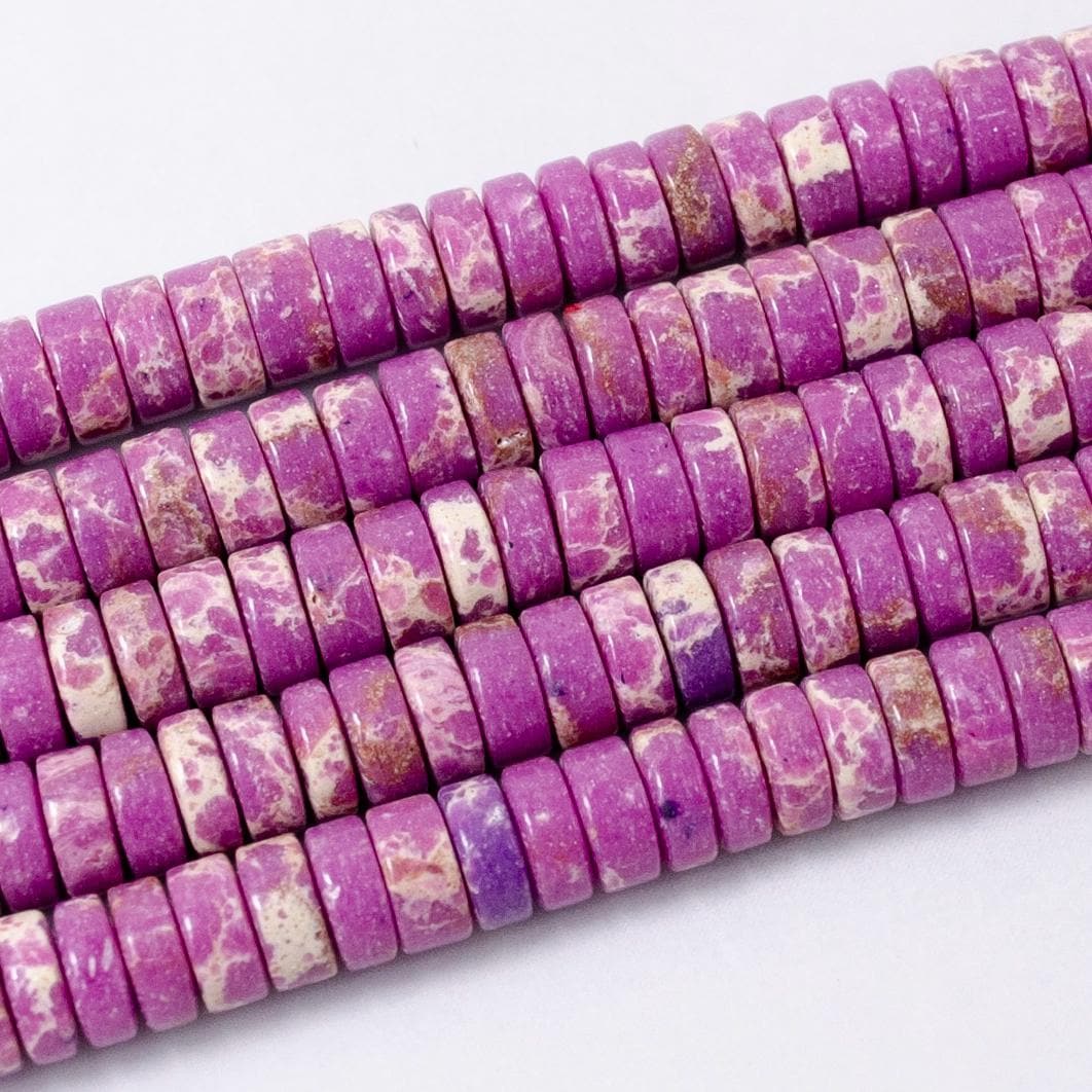 Gemstone Purple Natural Sea Sediment Jasper Heishi Gemstone Heishi Discs Beads 4.5 x 2.5 mm Beads for bracelet Necklace Component WA2687